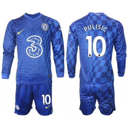 Billiga Fotbollströjor Chelsea Pulisic 10 Barn Hemma tröja 2021/22 Långärmad